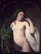 Bartholomeus van der Helst Nude drawing back the curtain oil painting artist